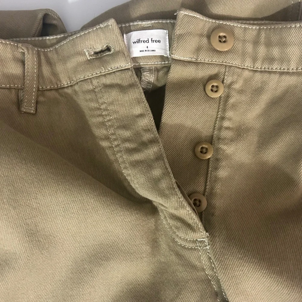 Wilfred Free Aritzia 4 Modern Cargo Pants Taupe Beige High Rise Straight Leg NEW